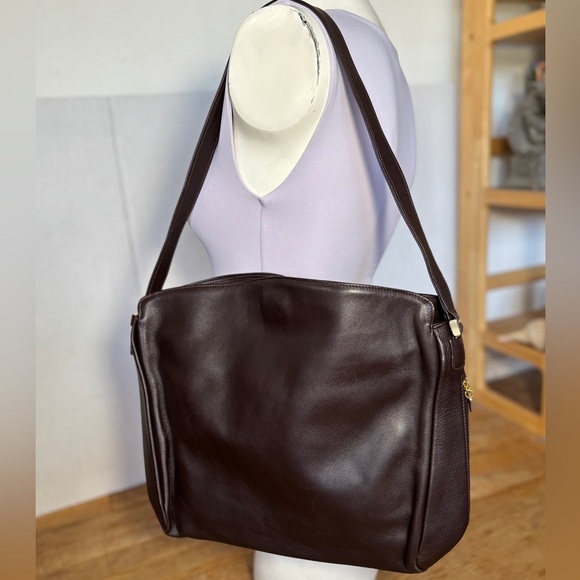 Vintage Smooth Leather Serapian Shoulder Bag Made in Italy Quiet Luxury Brown - Picture 10 of 12